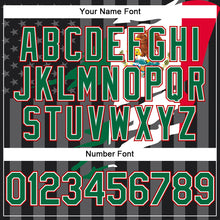 Load image into Gallery viewer, Custom Black Kelly Green Red-Gray Mexico Mexican Flag 3D Bomber Full-Snap Varsity Letterman Hoodie Jacket