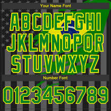 Load image into Gallery viewer, Custom Black Grass Green Light Yellow-Gray Brasil Brazilian Flag 3D Bomber Full-Snap Varsity Letterman Hoodie Jacket
