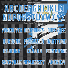 Load image into Gallery viewer, Custom Black Light Blue-Gray Guatemala Guatemalan Flag 3D Bomber Full-Snap Varsity Letterman Hoodie Jacket