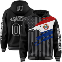 Load image into Gallery viewer, Custom Black Gray-White Paraguay Paraguayan Flag 3D Bomber Full-Snap Varsity Letterman Hoodie Jacket