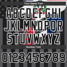 Load image into Gallery viewer, Custom Black Gray-White Dominican Republic Flag 3D Bomber Full-Snap Varsity Letterman Hoodie Jacket