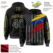 Load image into Gallery viewer, Custom Black Royal Yellow-Gray Venezuela Venezuelan Flag 3D Bomber Full-Snap Varsity Letterman Hoodie Jacket