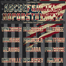 Load image into Gallery viewer, Custom Black Vintage USA Flag Cream-Gray 3D Bomber Full-Snap Varsity Letterman Hoodie Jacket