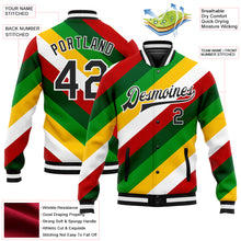 Load image into Gallery viewer, Custom White Black Christmas 3D Bomber Full-Snap Varsity Letterman Jacket