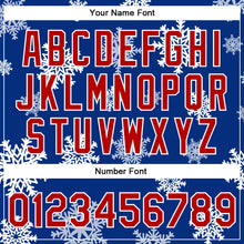 Load image into Gallery viewer, Custom Royal Red-White Christmas 3D Bomber Full-Snap Varsity Letterman Jacket