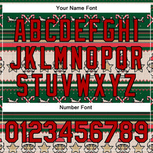 Load image into Gallery viewer, Custom Green Red-Black Christmas 3D Bomber Full-Snap Varsity Letterman Jacket