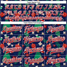 Load image into Gallery viewer, Custom Navy Red-White Christmas 3D Bomber Full-Snap Varsity Letterman Jacket