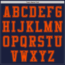 Load image into Gallery viewer, Custom Navy Orange Bomber Varsity Letterman Zipper Jacket