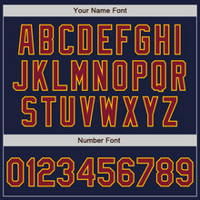 Load image into Gallery viewer, Custom Navy Crimson-Gold Bomber Varsity Letterman Zipper Jacket