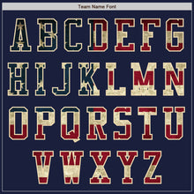 Load image into Gallery viewer, Custom Navy Vintage USA Flag Cream-Maroon Bomber Varsity Letterman Zipper Jacket