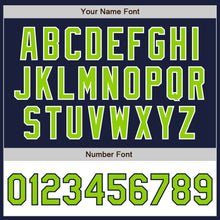 Load image into Gallery viewer, Custom Navy Neon Green-White Bomber Varsity Letterman Two Tone Zipper Jacket