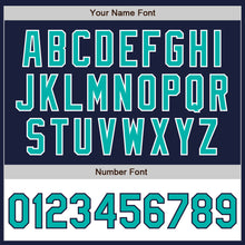 Load image into Gallery viewer, Custom Navy Aqua-White Bomber Varsity Letterman Two Tone Zipper Jacket