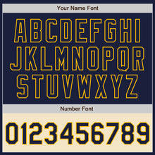 Load image into Gallery viewer, Custom Navy Gold-Cream Bomber Varsity Letterman Two Tone Zipper Jacket