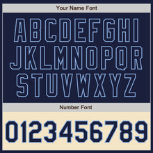 Load image into Gallery viewer, Custom Navy Light Blue-Cream Bomber Varsity Letterman Two Tone Zipper Jacket