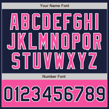 Load image into Gallery viewer, Custom Navy Pink-White Bomber Varsity Letterman Two Tone Zipper Jacket