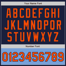 Load image into Gallery viewer, Custom Navy Orange-Light Blue Bomber Varsity Letterman Two Tone Zipper Jacket