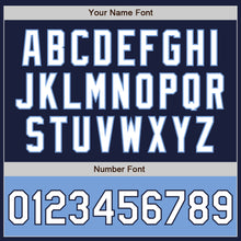 Load image into Gallery viewer, Custom Navy White-Light Blue Bomber Varsity Letterman Two Tone Zipper Jacket