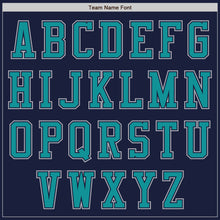 Load image into Gallery viewer, Custom Navy Gray-Teal Bomber Varsity Letterman Two Tone Zipper Jacket