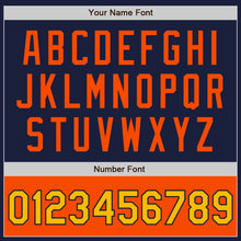 Load image into Gallery viewer, Custom Navy Orange-Gold Bomber Varsity Letterman Two Tone Zipper Jacket