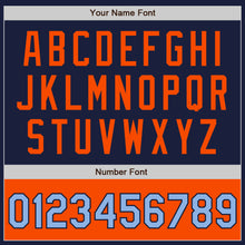 Load image into Gallery viewer, Custom Navy Orange-Light Blue Bomber Varsity Letterman Two Tone Zipper Jacket