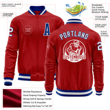 Load image into Gallery viewer, Custom Red White-Royal Bomber Varsity Letterman Zipper Jacket