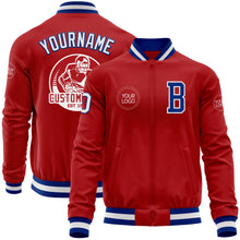 Load image into Gallery viewer, Custom Red White-Royal Bomber Varsity Letterman Zipper Jacket