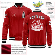 Load image into Gallery viewer, Custom Red White-Black Bomber Varsity Letterman Zipper Jacket