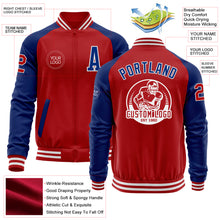 Load image into Gallery viewer, Custom Red Royal-White Bomber Varsity Letterman Two Tone Zipper Jacket
