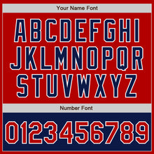 Load image into Gallery viewer, Custom Red Navy-White Bomber Varsity Letterman Two Tone Zipper Jacket