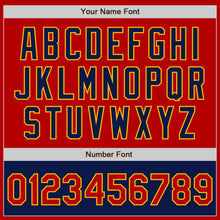 Load image into Gallery viewer, Custom Red Navy-Gold Bomber Varsity Letterman Two Tone Zipper Jacket