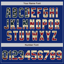 Load image into Gallery viewer, Custom Royal Vintage USA Flag Cream-Black Bomber Varsity Letterman Zipper Jacket