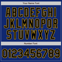 Load image into Gallery viewer, Custom Royal Black-Gold Bomber Varsity Letterman Zipper Jacket