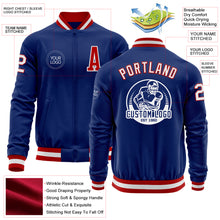 Load image into Gallery viewer, Custom Royal White-Red Bomber Varsity Letterman Zipper Jacket