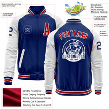 Load image into Gallery viewer, Custom Royal Red-White Bomber Varsity Letterman Two Tone Zipper Jacket