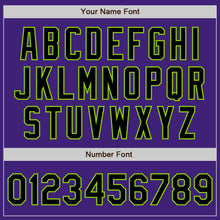 Load image into Gallery viewer, Custom Purple Black-Neon Green Bomber Varsity Letterman Zipper Jacket