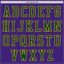 Load image into Gallery viewer, Custom Purple Green-Gold Bomber Varsity Letterman Zipper Jacket