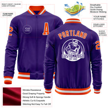 Load image into Gallery viewer, Custom Purple Orange-White Bomber Varsity Letterman Zipper Jacket