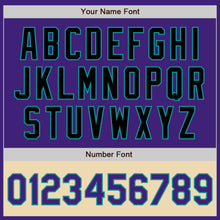 Load image into Gallery viewer, Custom Purple Black Teal-Cream Bomber Varsity Letterman Two Tone Zipper Jacket