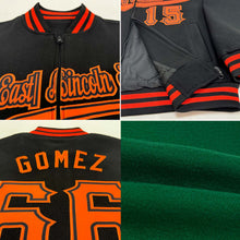 Load image into Gallery viewer, Custom Kelly Green White-Light Blue Bomber Varsity Letterman Zipper Jacket
