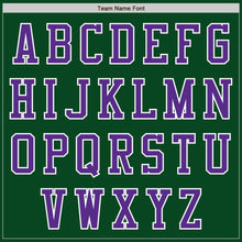 Load image into Gallery viewer, Custom Green Purple-White Bomber Varsity Letterman Zipper Jacket