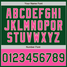 Load image into Gallery viewer, Custom Green Pink-Cream Bomber Varsity Letterman Two Tone Zipper Jacket