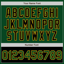 Load image into Gallery viewer, Custom Green Black-Gold Bomber Varsity Letterman Two Tone Zipper Jacket