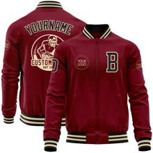 Load image into Gallery viewer, Custom Crimson Black-Cream Bomber Varsity Letterman Zipper Jacket