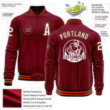 Load image into Gallery viewer, Custom Crimson Black-Orange Bomber Varsity Letterman Zipper Jacket