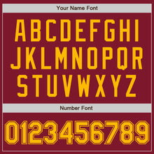 Load image into Gallery viewer, Custom Crimson Gold Bomber Varsity Letterman Zipper Jacket