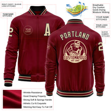 Load image into Gallery viewer, Custom Crimson City Cream-Black Bomber Varsity Letterman Zipper Jacket