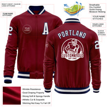 Load image into Gallery viewer, Custom Crimson White-Navy Bomber Varsity Letterman Zipper Jacket