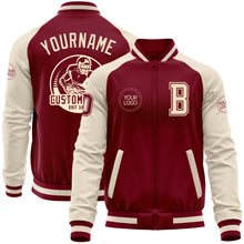Load image into Gallery viewer, Custom Crimson Cream-Maroon Bomber Varsity Letterman Two Tone Zipper Jacket