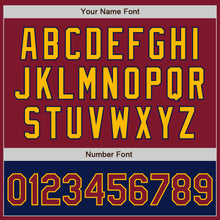 Load image into Gallery viewer, Custom Crimson Gold-Navy Bomber Varsity Letterman Two Tone Zipper Jacket