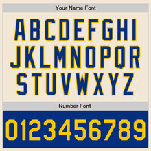 Load image into Gallery viewer, Custom Cream Yellow Royal-White Bomber Varsity Letterman Two Tone Zipper Jacket